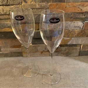 Vintage Crystal Champagne Flutes Glasses 8” T Italian Luigi Bormioli Light Music